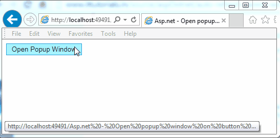 Open popup window on button click event